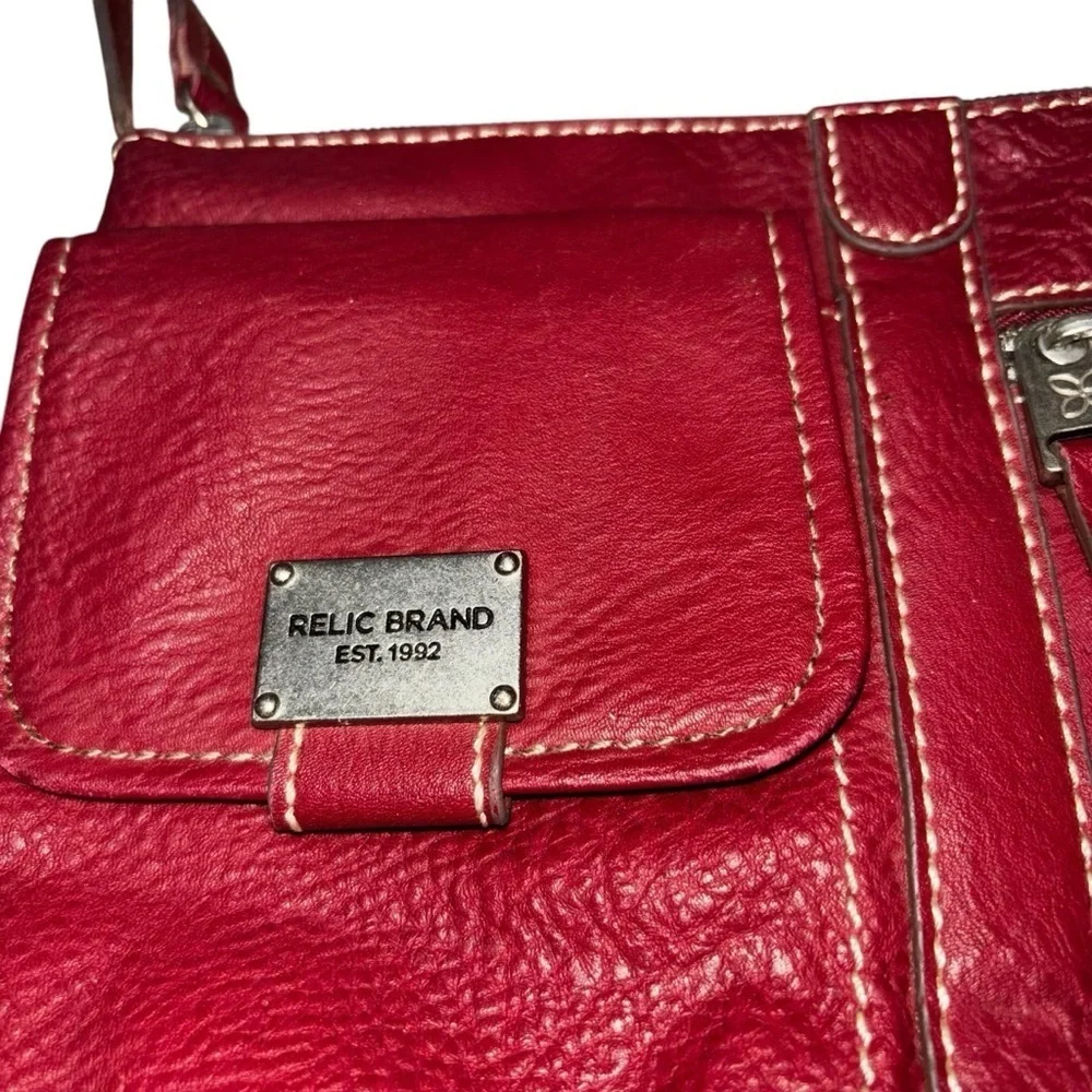 Relic Women's Crossbody Bag Red Leather Small Multi Compartment Card Slots